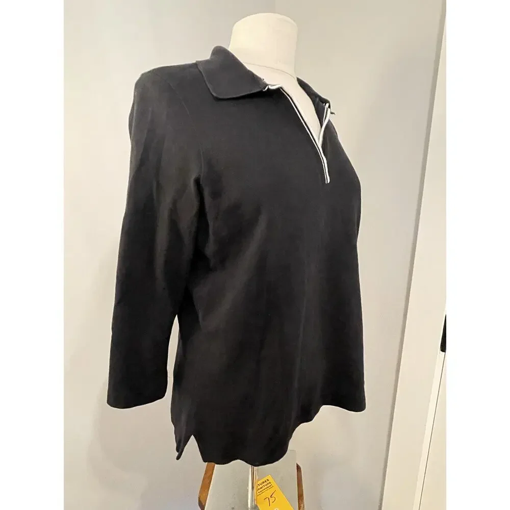 Women’s Navy Nautica V-neck Shirt Sz Large 3/4sleeve - Picture 2 of 8